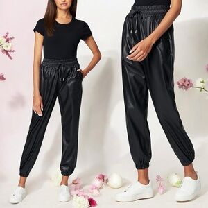 Blank NYC Black Vegan Leather Jogger Pants Size 26